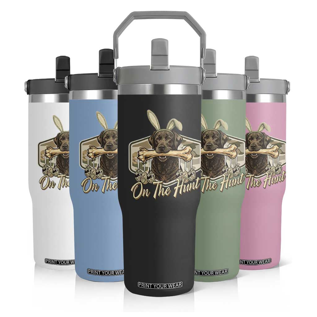 Funny Egg Hunter Flip Straw Tumbler On The Hunt Camo Easter Labrador Dog TS11 Print Your Wear