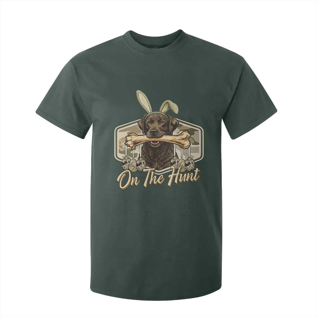 Funny Egg Hunter T Shirt For Kid On The Hunt Camo Easter Labrador Dog TS11 Dark Forest Green Print Your Wear