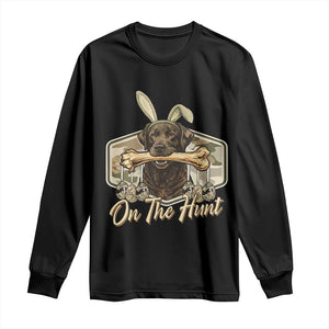 Funny Egg Hunter Long Sleeve Shirt On The Hunt Camo Easter Labrador Dog TS11 Black Print Your Wear