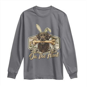 Funny Egg Hunter Long Sleeve Shirt On The Hunt Camo Easter Labrador Dog TS11 Charcoal Print Your Wear