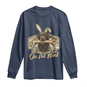 Funny Egg Hunter Long Sleeve Shirt On The Hunt Camo Easter Labrador Dog TS11 Navy Print Your Wear