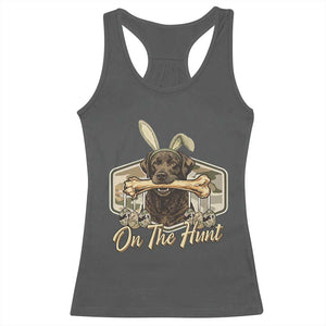 Funny Egg Hunter Racerback Tank Top On The Hunt Camo Easter Labrador Dog TS11 Dark Heather Print Your Wear