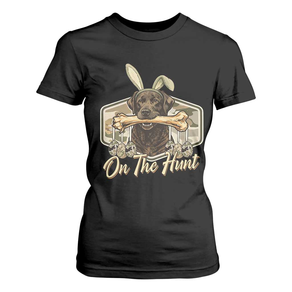 Funny Egg Hunter T Shirt For Women On The Hunt Camo Easter Labrador Dog TS11 Black Print Your Wear