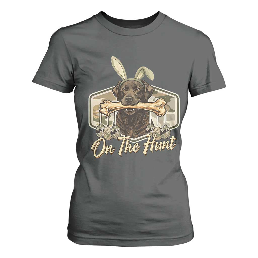 Funny Egg Hunter T Shirt For Women On The Hunt Camo Easter Labrador Dog TS11 Dark Heather Print Your Wear