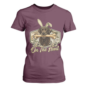 Funny Egg Hunter T Shirt For Women On The Hunt Camo Easter Labrador Dog TS11 Maroon Print Your Wear