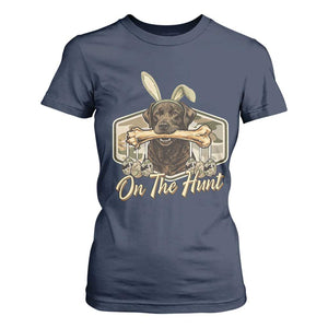 Funny Egg Hunter T Shirt For Women On The Hunt Camo Easter Labrador Dog TS11 Navy Print Your Wear
