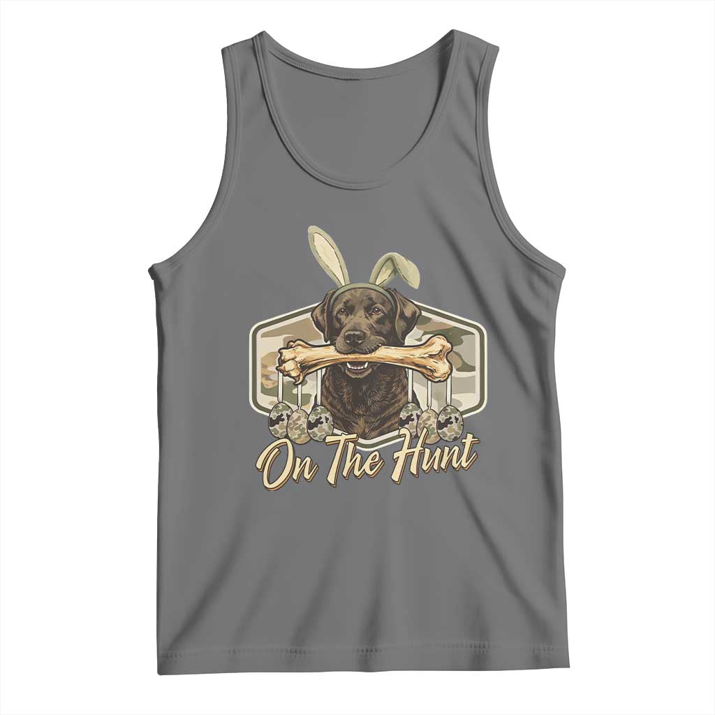 Funny Egg Hunter Tank Top On The Hunt Camo Easter Labrador Dog TS11 Black Heather Print Your Wear