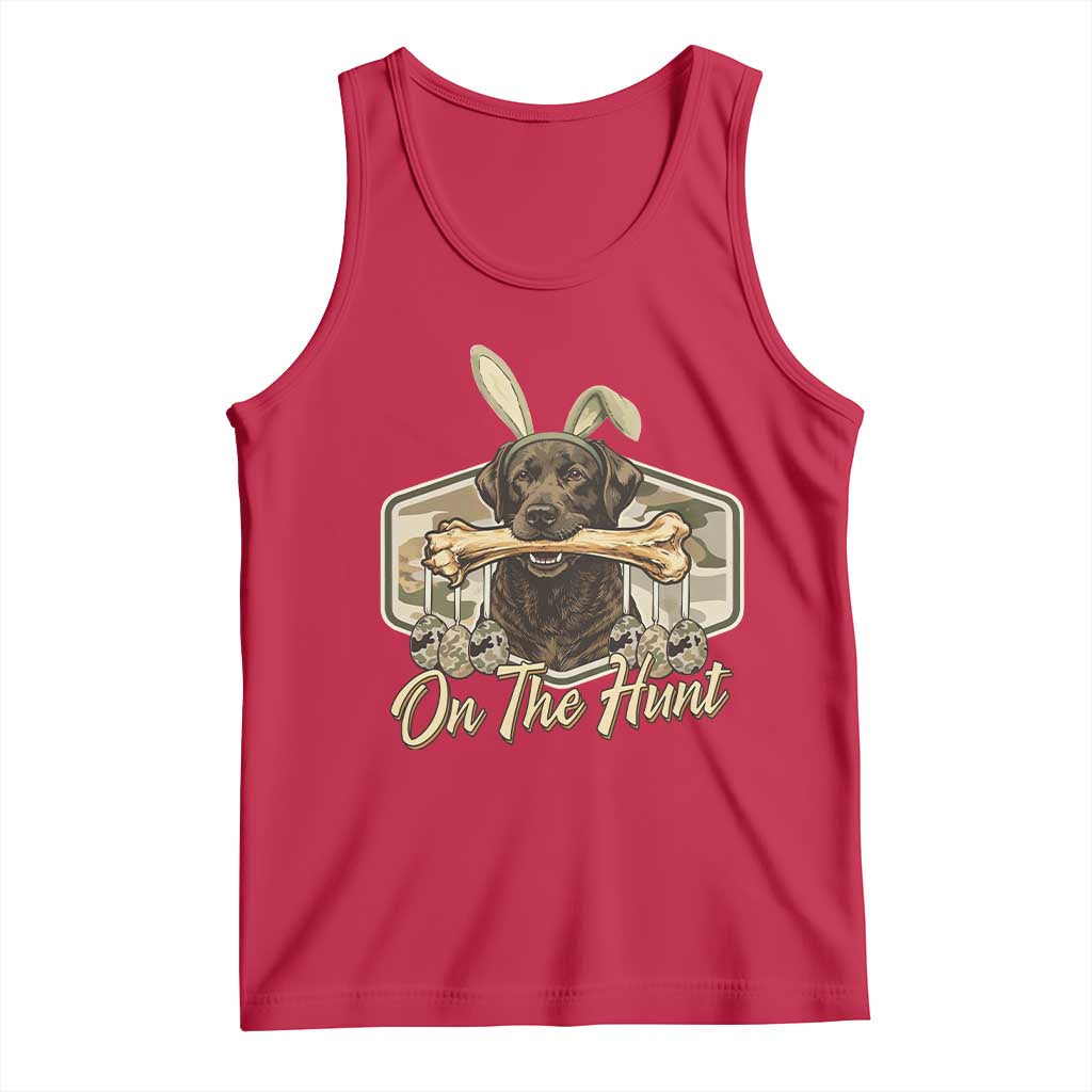 Funny Egg Hunter Tank Top On The Hunt Camo Easter Labrador Dog TS11 Red Print Your Wear