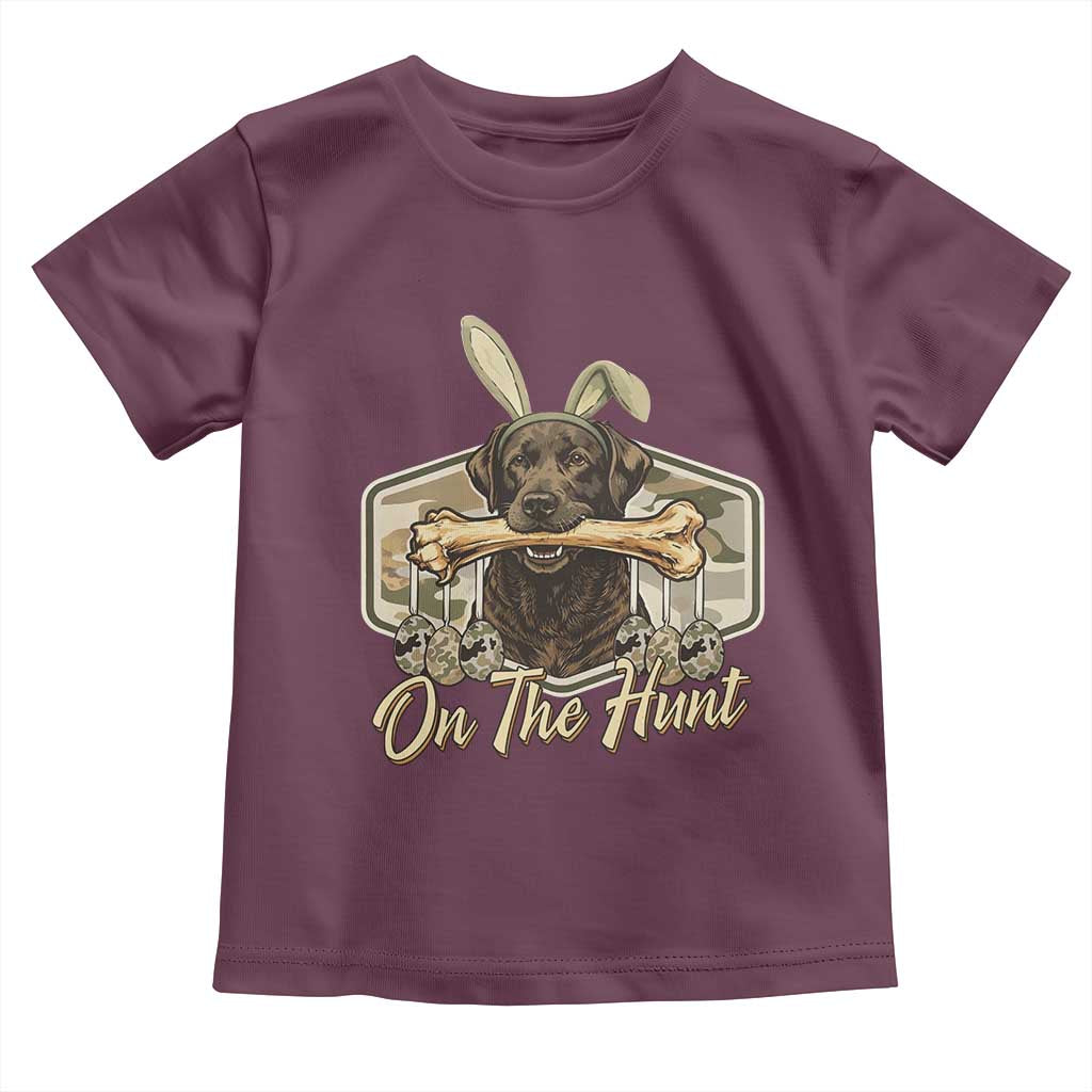 Funny Egg Hunter Toddler T Shirt On The Hunt Camo Easter Labrador Dog TS11 Maroon Print Your Wear