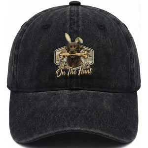Funny Egg Hunter Washed Cotton Baseball Cap On The Hunt Camo Easter Labrador Dog