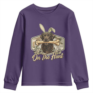 Funny Egg Hunter Youth Sweatshirt On The Hunt Camo Easter Labrador Dog TS11 Purple Print Your Wear