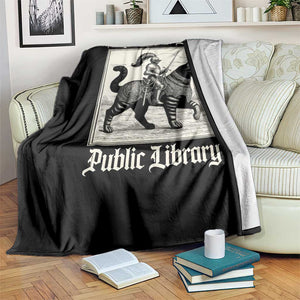 Defend Your Local Public Library Throw Blanket Knight Cat for Fantasy Book Lovers TS11 Print Your Wear