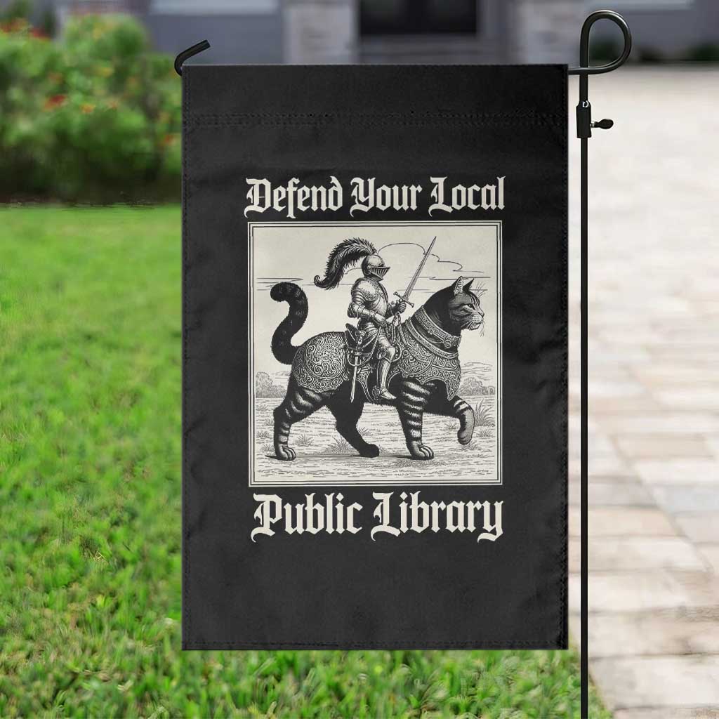 Defend Your Local Public Library Garden Flag Knight Cat for Fantasy Book Lovers TS11 Print Your Wear
