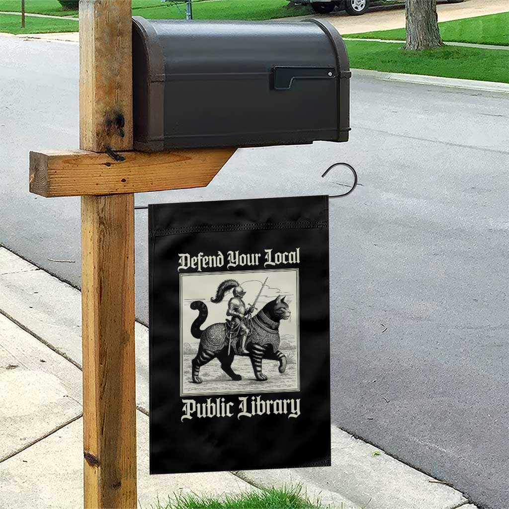 Defend Your Local Public Library Garden Flag Knight Cat for Fantasy Book Lovers TS11 Print Your Wear