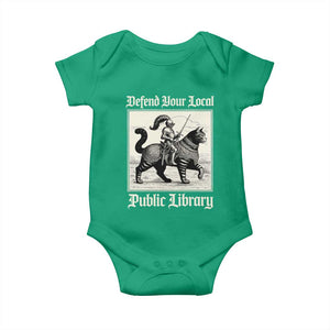 Defend Your Local Public Library Baby Onesie Knight Cat for Fantasy Book Lovers TS11 Irish Green Print Your Wear