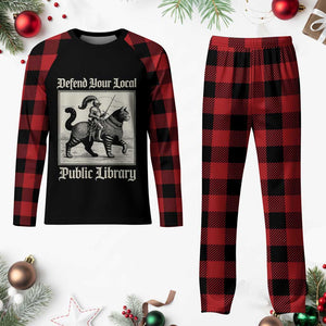 Defend Your Local Public Library Plaid Pajama Set Knight Cat for Fantasy Book Lovers TS11 Buffalo Plaid Print Your Wear