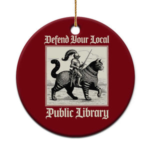 Defend Your Local Public Library Ceramic Ornament Knight Cat for Fantasy Book Lovers TS11 1pc Red Print Your Wear