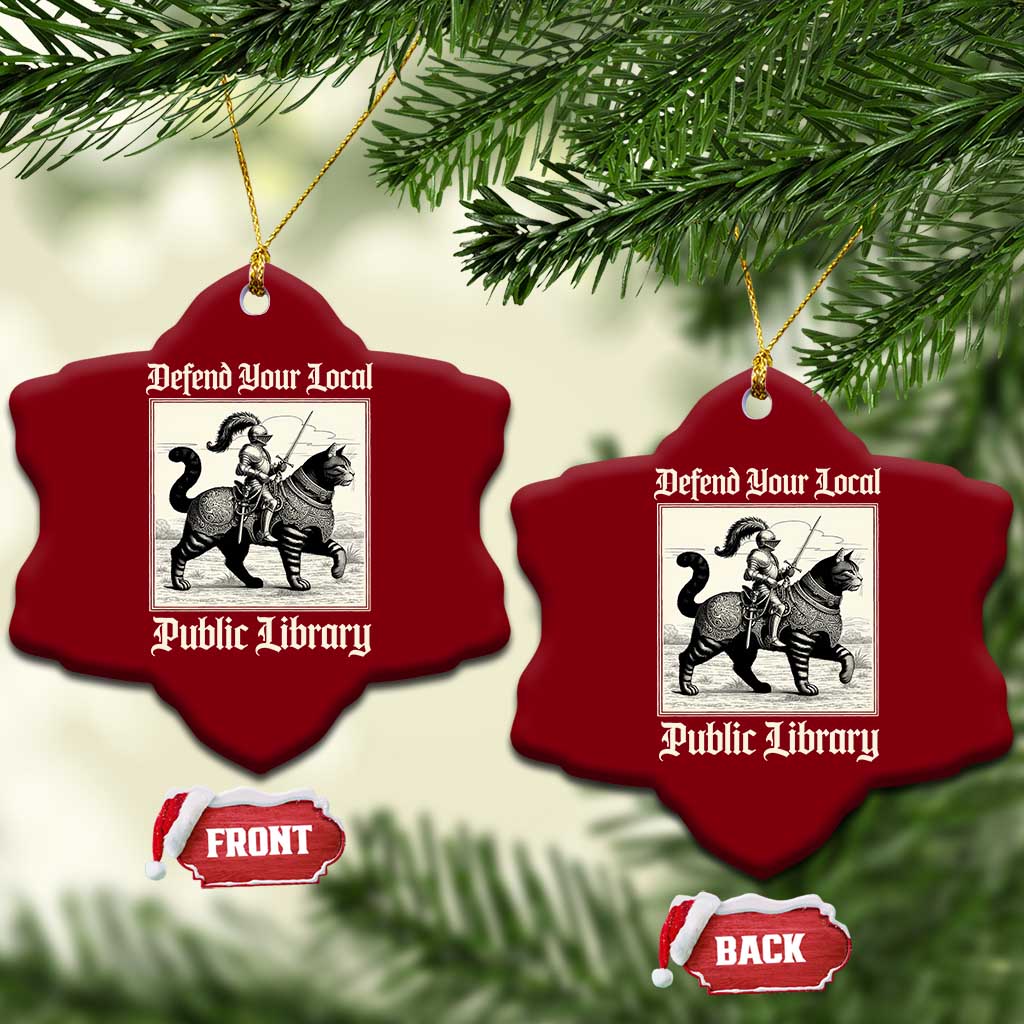 Defend Your Local Public Library Ceramic Ornament Knight Cat for Fantasy Book Lovers TS11 Print Your Wear