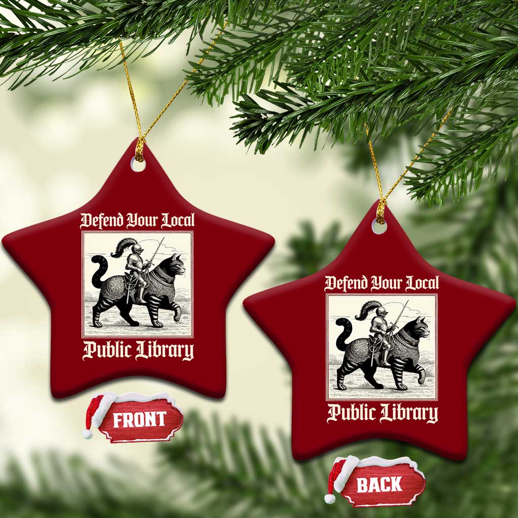 Defend Your Local Public Library Ceramic Ornament Knight Cat for Fantasy Book Lovers TS11 Print Your Wear