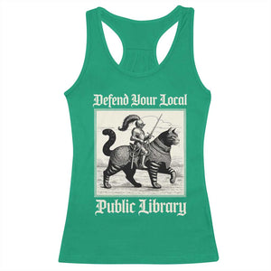 Defend Your Local Public Library Racerback Tank Top Knight Cat for Fantasy Book Lovers TS11 Irish Green Print Your Wear