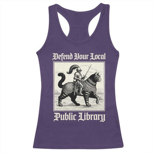 Defend Your Local Public Library Racerback Tank Top Knight Cat for Fantasy Book Lovers TS11 Purple Print Your Wear