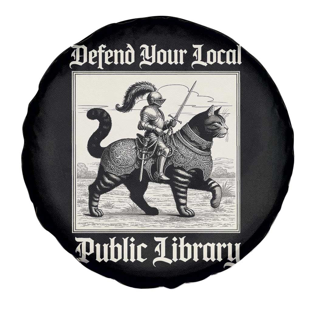 Defend Your Local Public Library Spare Tire Cover Knight Cat for Fantasy Book Lovers TS11 Print Your Wear