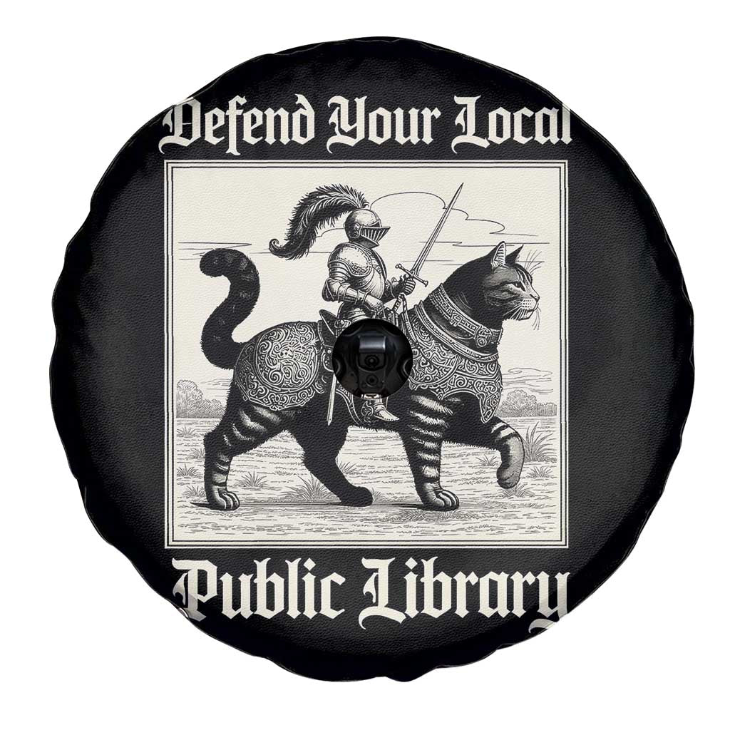 Defend Your Local Public Library Spare Tire Cover Knight Cat for Fantasy Book Lovers TS11 Print Your Wear