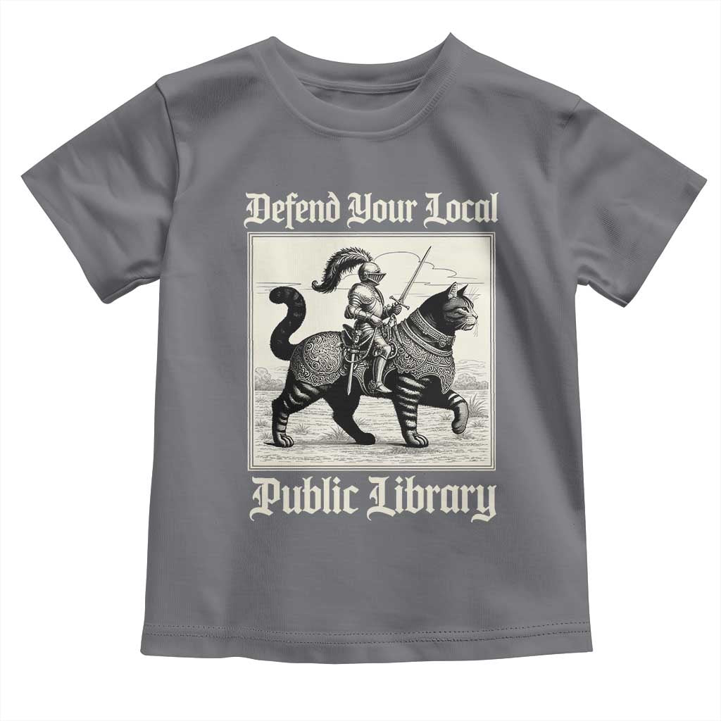 Defend Your Local Public Library Toddler T Shirt Knight Cat for Fantasy Book Lovers TS11 Charcoal Print Your Wear