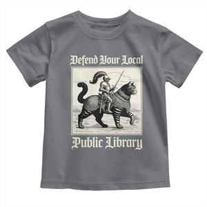 Defend Your Local Public Library Toddler T Shirt Knight Cat for Fantasy Book Lovers TS11 Charcoal Print Your Wear