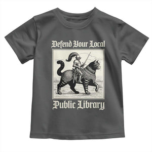 Defend Your Local Public Library Toddler T Shirt Knight Cat for Fantasy Book Lovers TS11 Dark Heather Print Your Wear