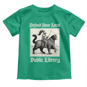 Defend Your Local Public Library Toddler T Shirt Knight Cat for Fantasy Book Lovers TS11 Irish Green Print Your Wear