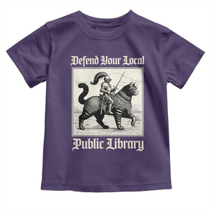 Defend Your Local Public Library Toddler T Shirt Knight Cat for Fantasy Book Lovers TS11 Purple Print Your Wear