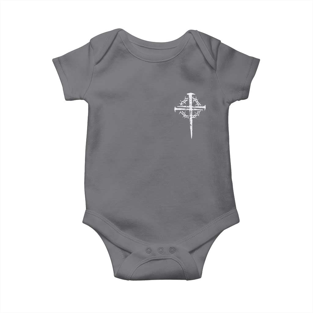 Christian Religious Jesus Shirt with Cross Logo Graphic Baby Onesie TS11 Charcoal Print Your Wear