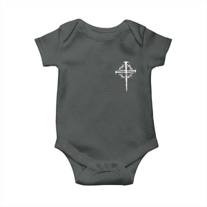 Christian Religious Jesus Shirt with Cross Logo Graphic Baby Onesie TS11 Dark Heather Print Your Wear