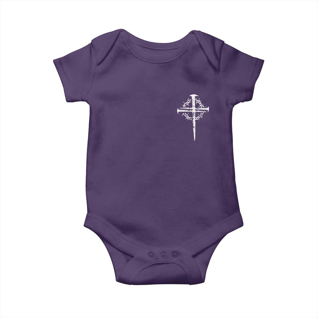 Christian Religious Jesus Shirt with Cross Logo Graphic Baby Onesie TS11 Purple Print Your Wear