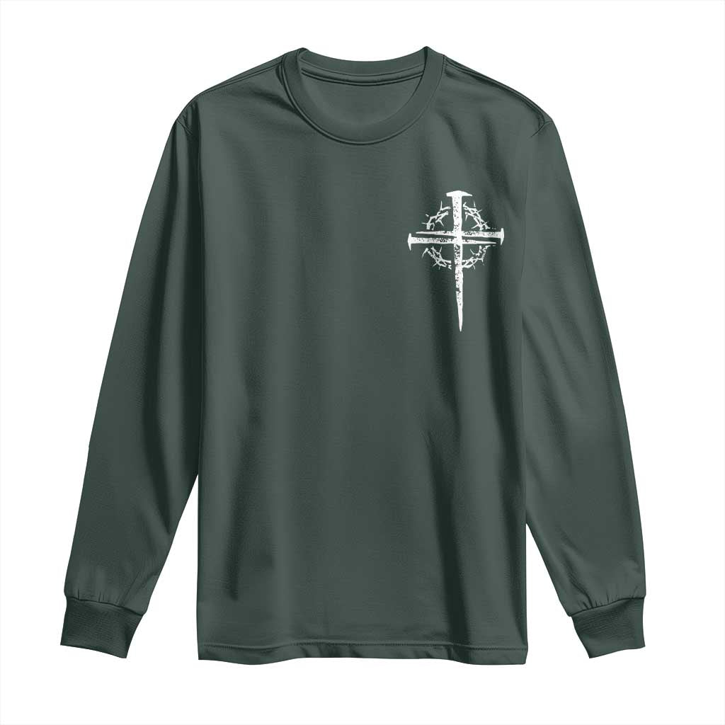 Christian Religious Jesus Shirt with Cross Logo Graphic Long Sleeve Shirt TS11 Dark Forest Green Print Your Wear
