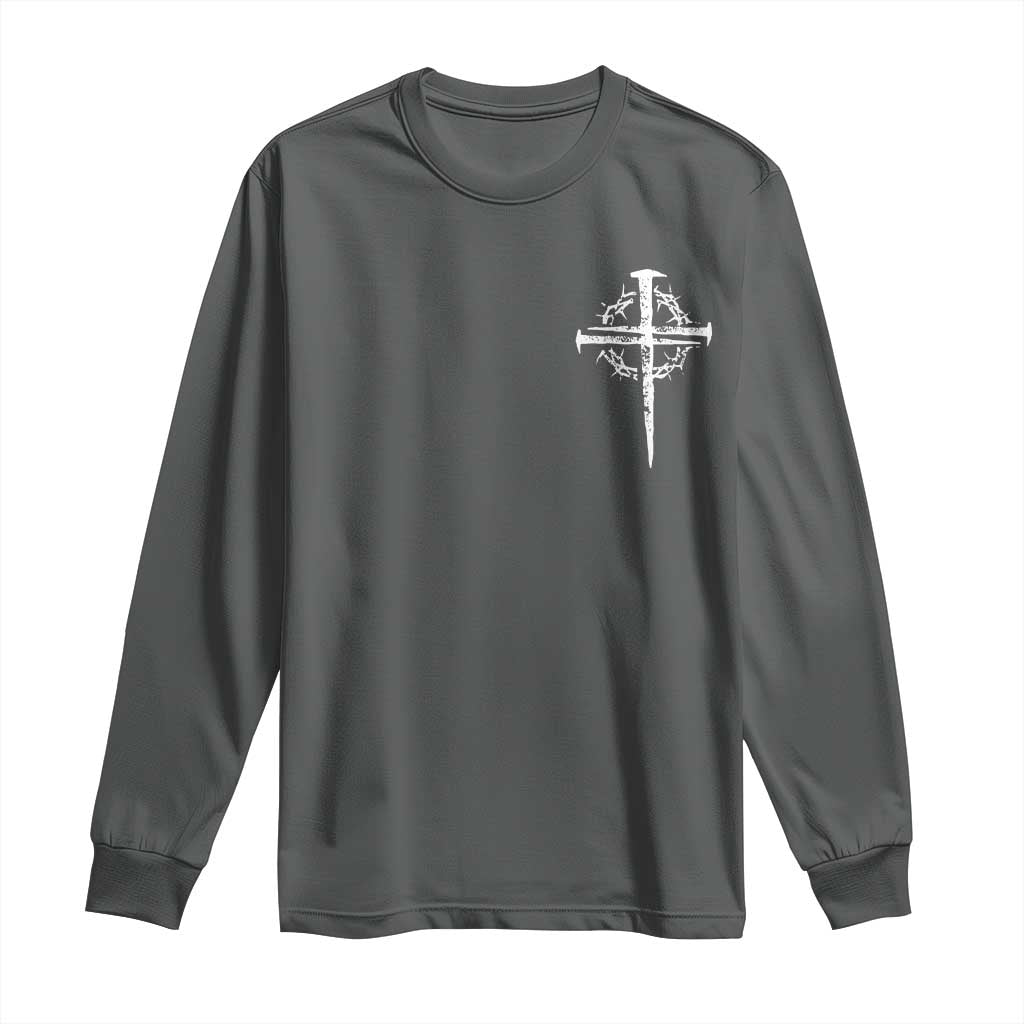 Christian Religious Jesus Shirt with Cross Logo Graphic Long Sleeve Shirt TS11 Dark Heather Print Your Wear