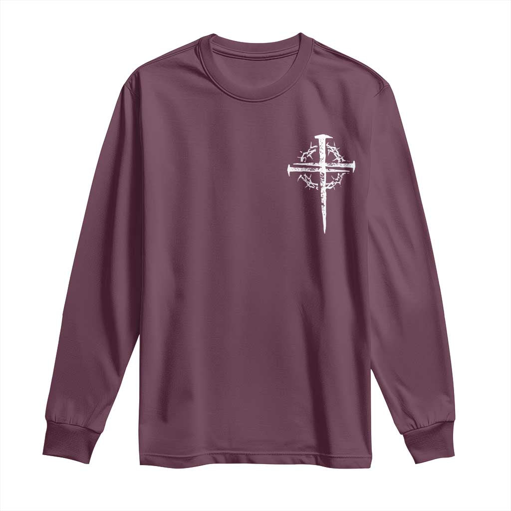 Christian Religious Jesus Shirt with Cross Logo Graphic Long Sleeve Shirt TS11 Maroon Print Your Wear