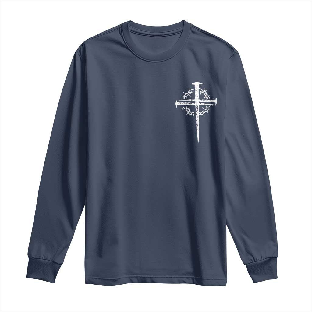 Christian Religious Jesus Shirt with Cross Logo Graphic Long Sleeve Shirt TS11 Navy Print Your Wear