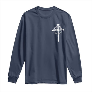 Christian Religious Jesus Shirt with Cross Logo Graphic Long Sleeve Shirt TS11 Navy Print Your Wear