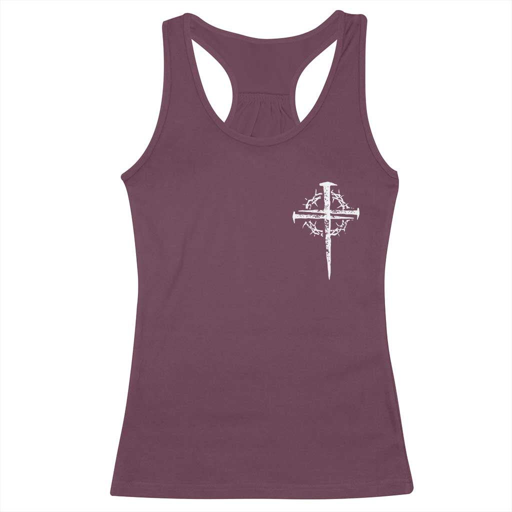 Christian Religious Jesus Shirt with Cross Logo Graphic Racerback Tank Top TS11 Maroon Print Your Wear