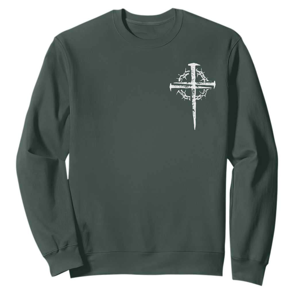 Christian Religious Jesus Shirt with Cross Logo Graphic Sweatshirt TS11 Dark Forest Green Print Your Wear