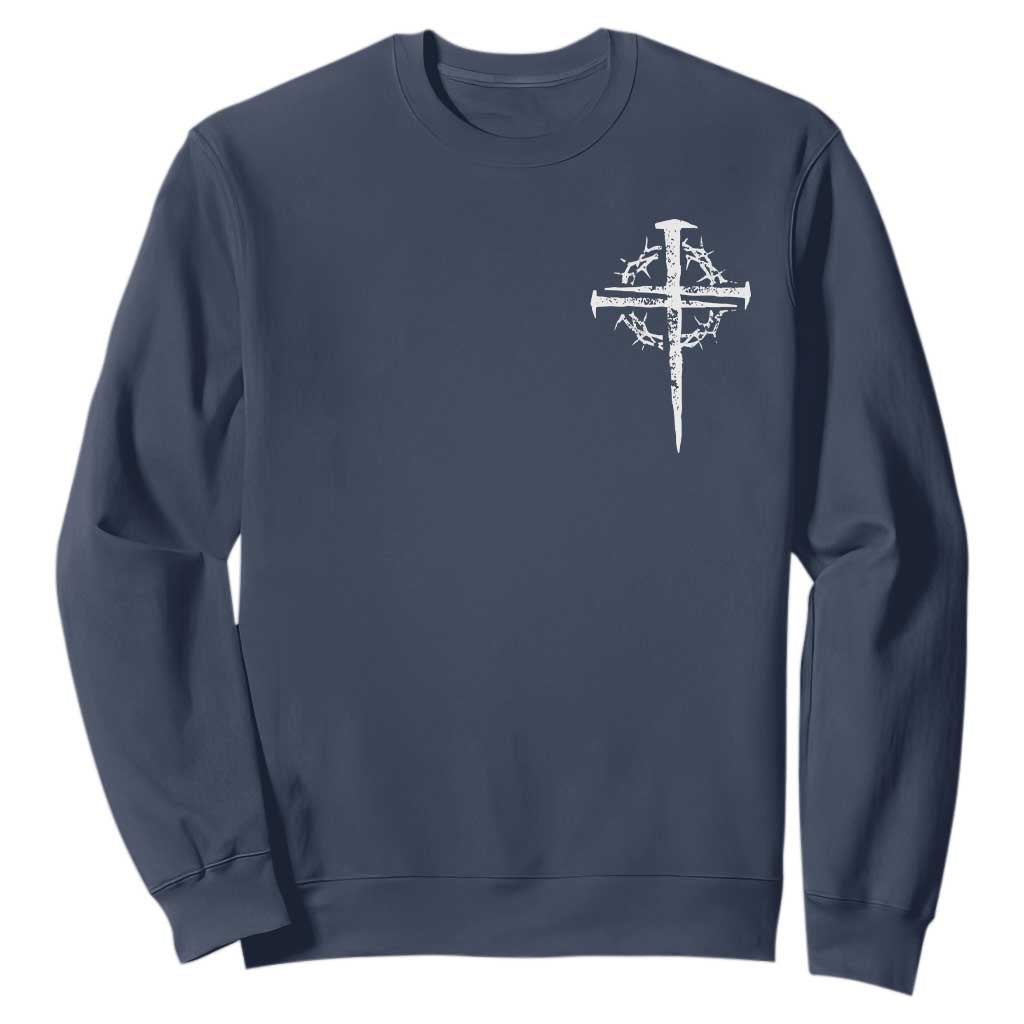 Christian Religious Jesus Shirt with Cross Logo Graphic Sweatshirt TS11 Navy Print Your Wear