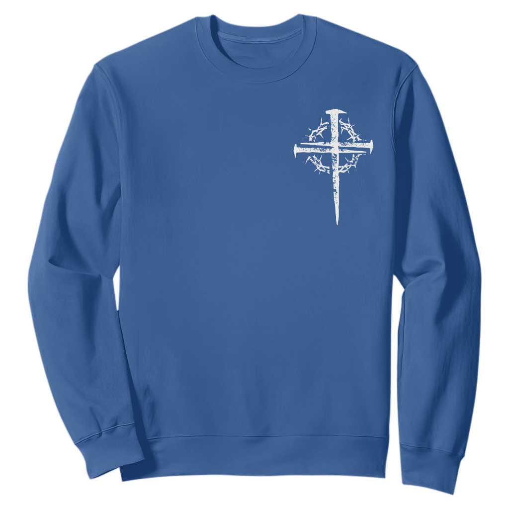 Christian Religious Jesus Shirt with Cross Logo Graphic Sweatshirt TS11 Royal Blue Print Your Wear