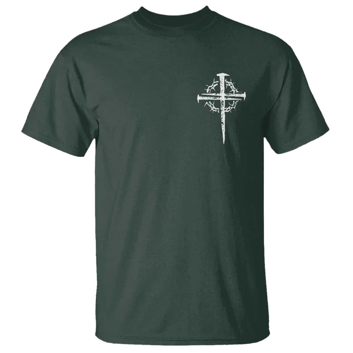 Christian Religious Jesus Shirt with Cross Logo Graphic T Shirt TS11 Dark Forest Green Print Your Wear