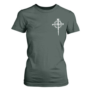Christian Religious Jesus Shirt with Cross Logo Graphic T Shirt For Women TS11 Dark Forest Green Print Your Wear