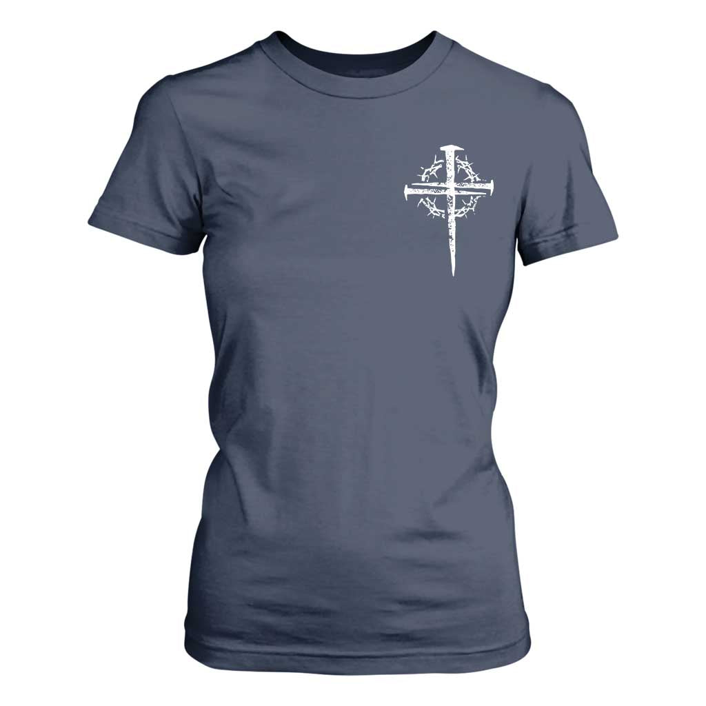 Christian Religious Jesus Shirt with Cross Logo Graphic T Shirt For Women TS11 Navy Print Your Wear