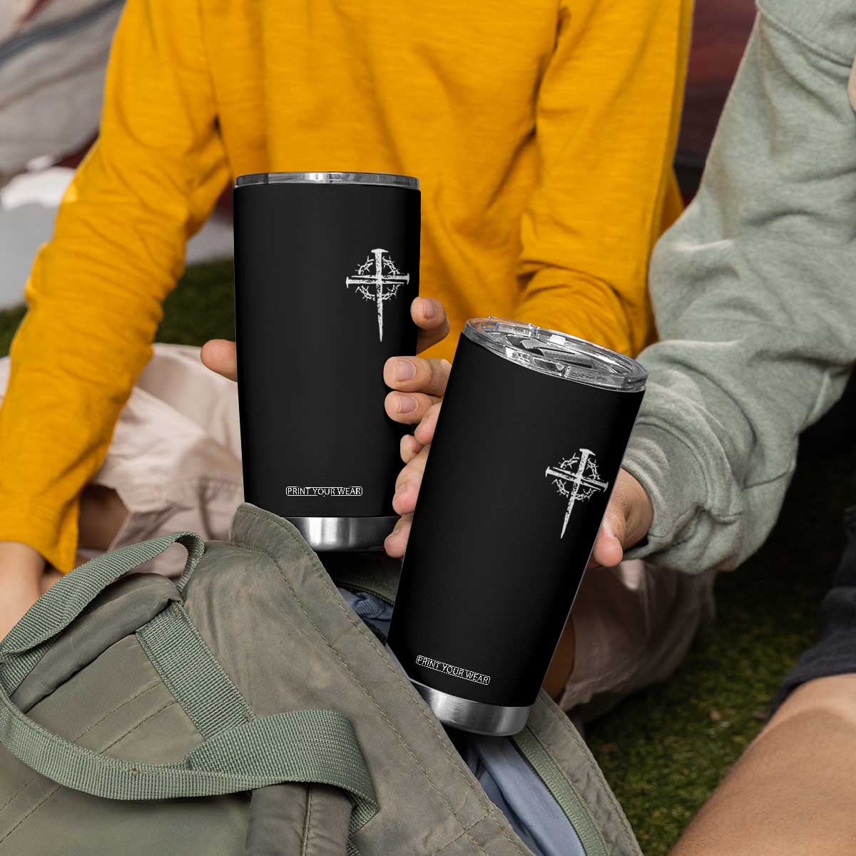 Christian Religious Jesus Shirt with Cross Logo Graphic Tumbler Cup TS11 Print Your Wear