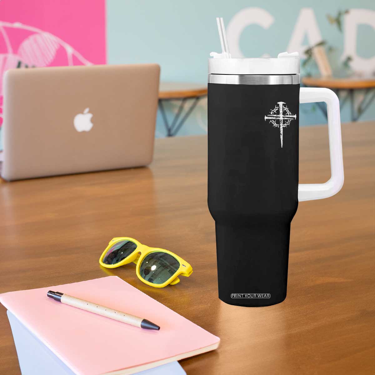 Christian Religious Jesus Shirt with Cross Logo Graphic Tumbler With Handle TS11 Print Your Wear