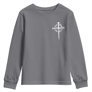 Christian Religious Jesus Shirt with Cross Logo Graphic Youth Sweatshirt TS11 Charcoal Print Your Wear